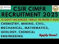 CSIR CIMFR Recruitment 2025 | Govt Mining Jobs | Apply Now for Technical Assistant, Scientist Posts