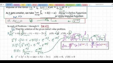 Math 55 Section 6.5(1) Impulse Function