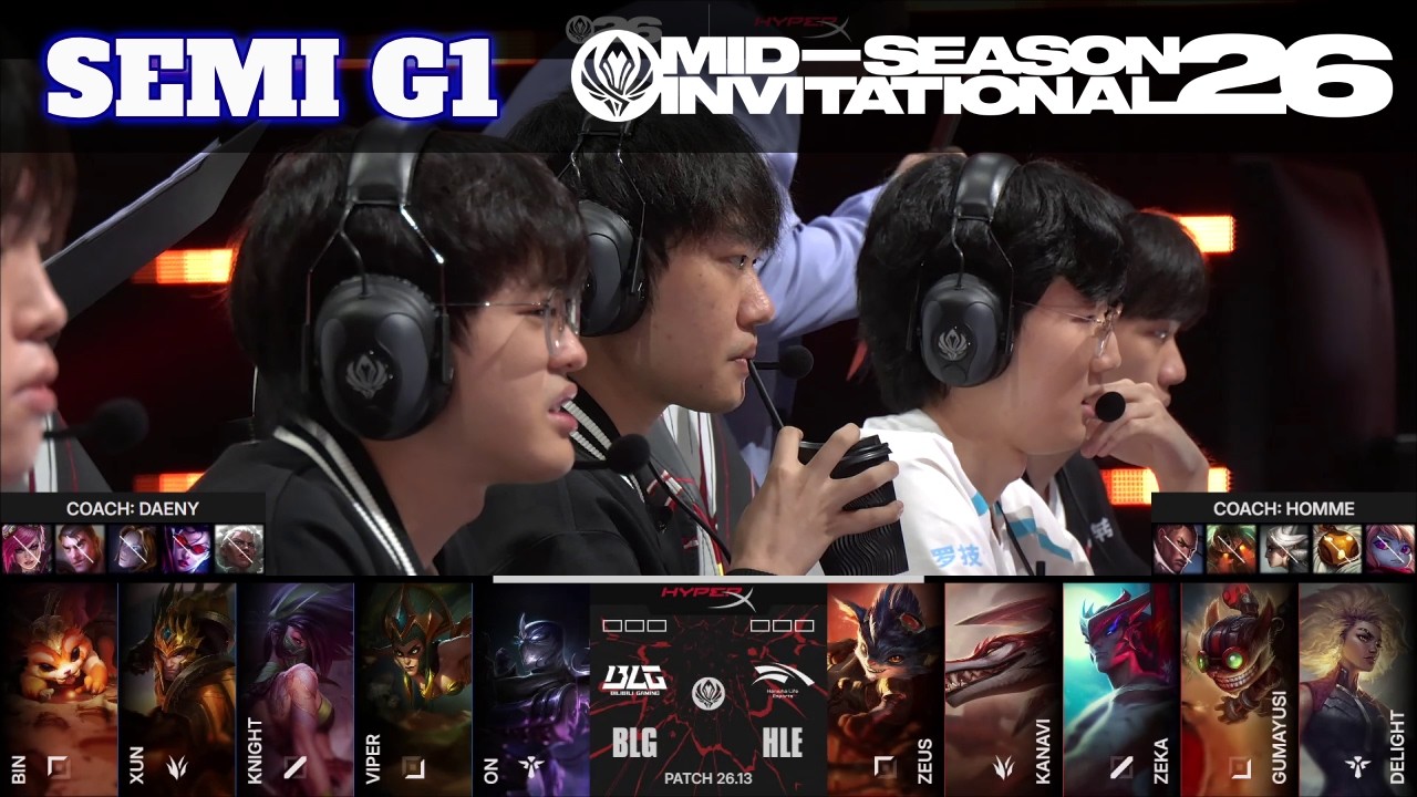 HLE vs BLG - Game 1 | Upper Final LoL MSI 2026 Main Stage | Hanwha Life vs Bilibili Gaming G1 full
