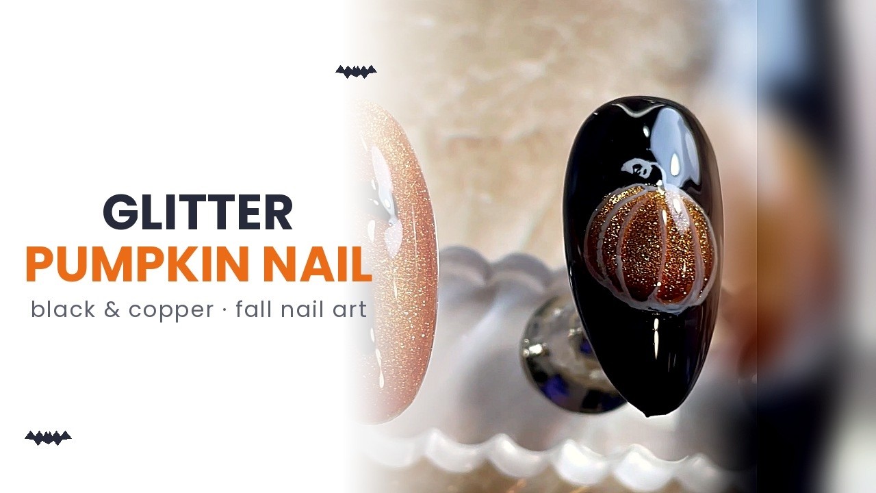 Fall Nails Basic Glitter Pumpkin Nails 🎃 Black & Copper Fall Nail Art That Isn’t Basic ...
