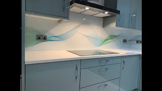 Printed Waves  by Creoglass Design Modern kitchen Splashbacks   - 01923 819 684