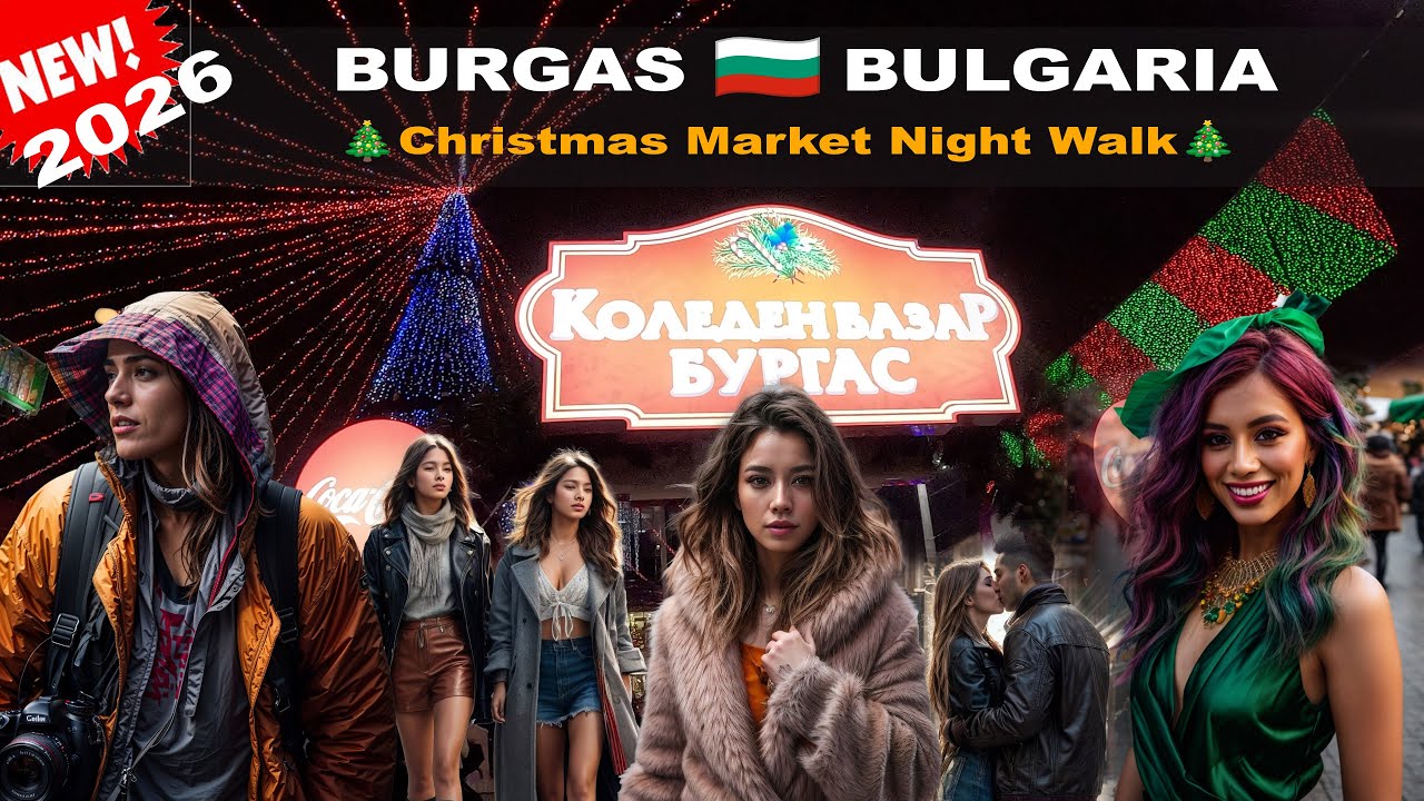 🎄Burgas Christmas Market Night Walk 🇧🇬🎄 | New Year 2026 | Walk with Rost