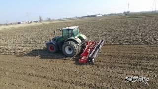 RICE FIELDS POWER HARROWING 2016 - FENDT 720 Dual Wheels & MASCHIO Aquila 6 m