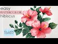 EASY hibiscus watercolor painting tutorial/ Step by Step Easy for Beginners/