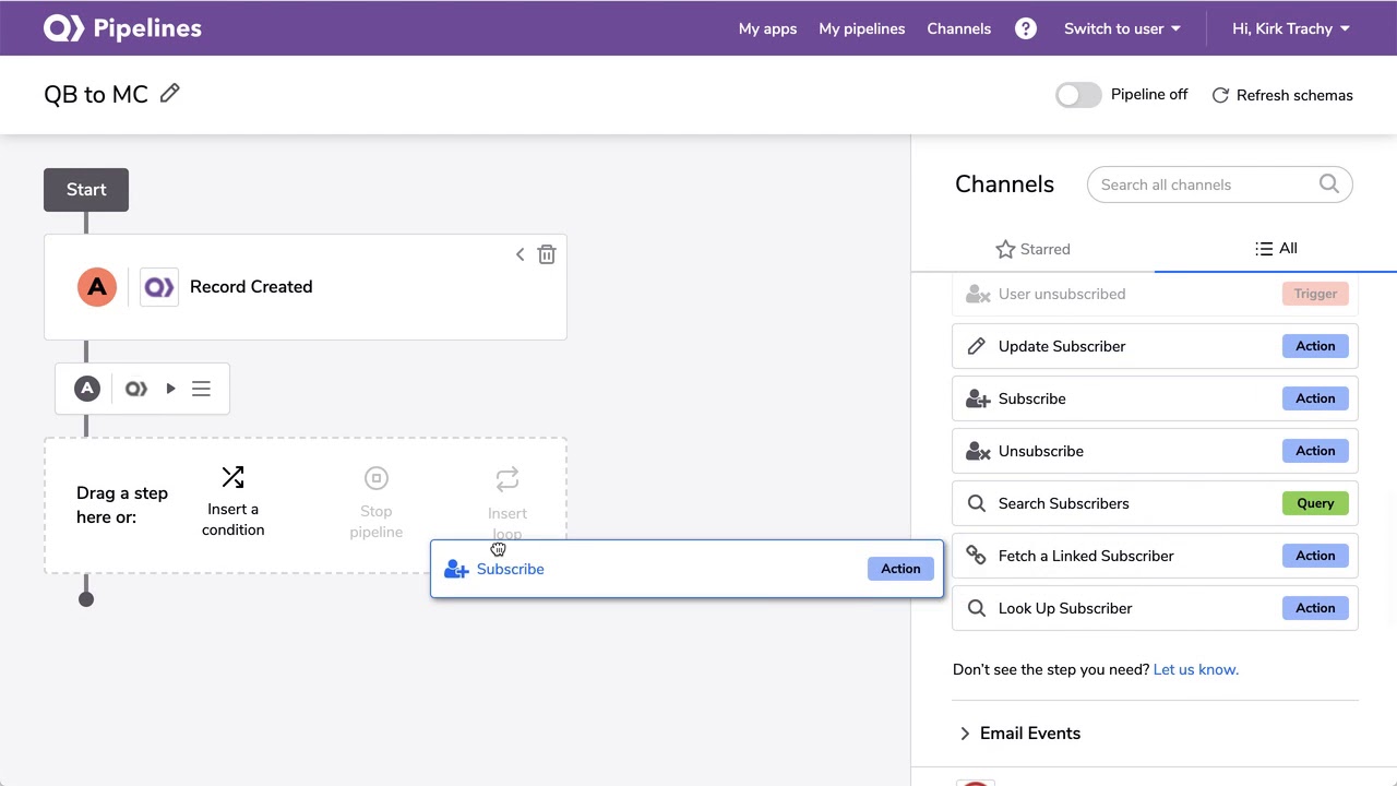 Using QuickBase Pipelines to add MailChimp Subscribers from QuickBase ...