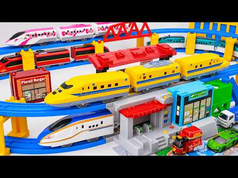 タカラトミー プラレール 新幹線 シティタウン｜トミカ 新幹線2スピード駅が連続稼働！渋滞を回避する自動レーン分岐ステーション！