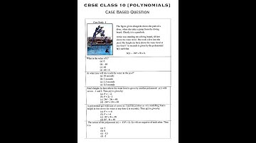 CASE BASED QUESTION | POLYNOMIALS | CBSE CLASS 10
