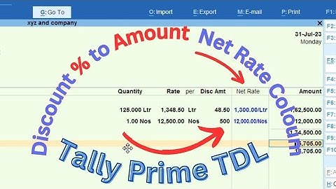Tally Prime TDL Discount Entry Percentage to Amount @VRCrackrs