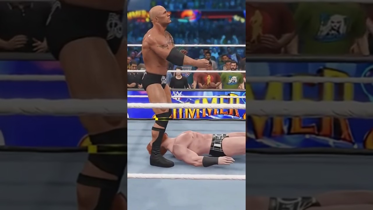 People's elbow by Dwayne " The Rock" Johnson to Shamus 