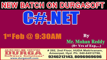 New Batch On C#.NET by Mr. Mohan Reddy Demo On 1st Feb @9:30AM At Maitrivanam(HYD) - Offline Batch