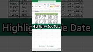Due Date Upload in Excel #exceltips #exceltricks #excel