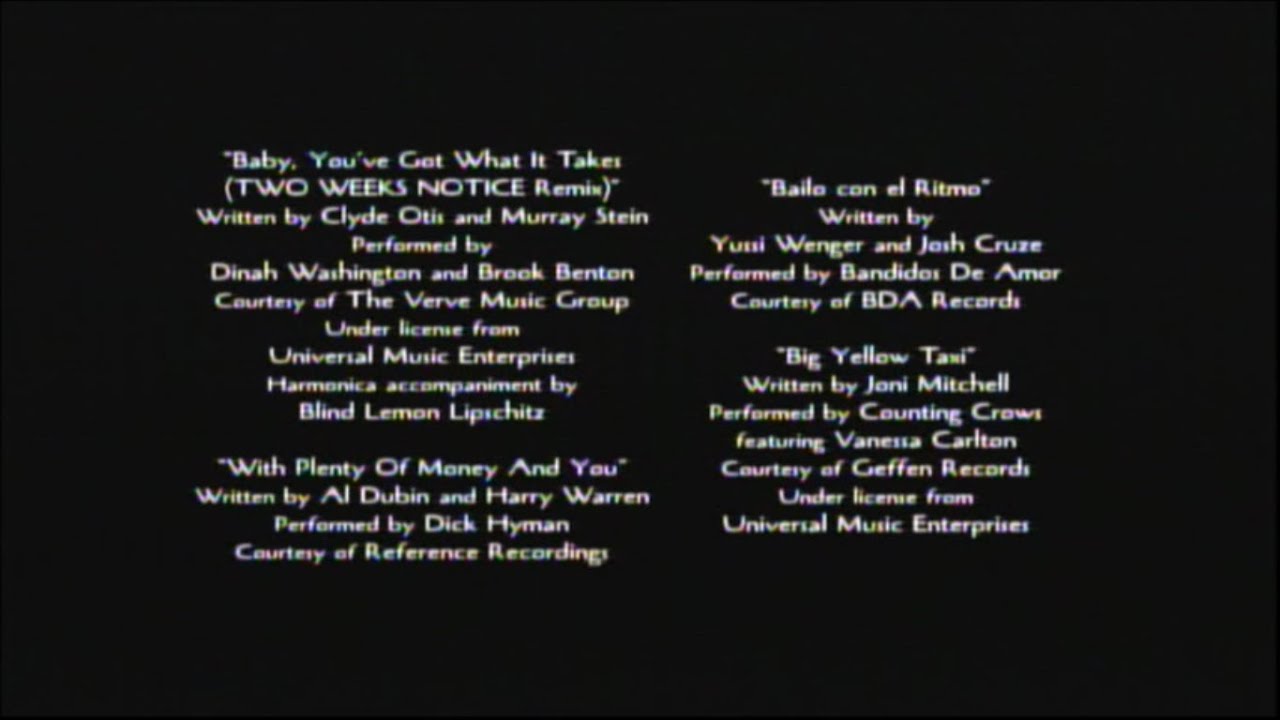 Two Weeks Notice (2002) End Credits (TBS 2023) - YouTube