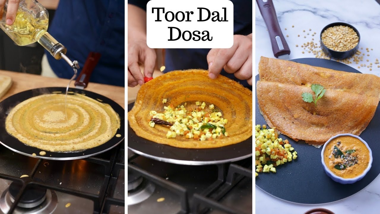 तूर दाल डोसा और चटनी | Healthy Instant Crispy Toor Dal Dosa with Chutney & Filling | Kunal Kapur | Kunal Kapoor