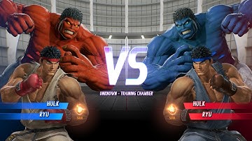 Red Hulk and Ryu VS Blue Hulk and Ryu -  Marvel vs Capcom Infinite