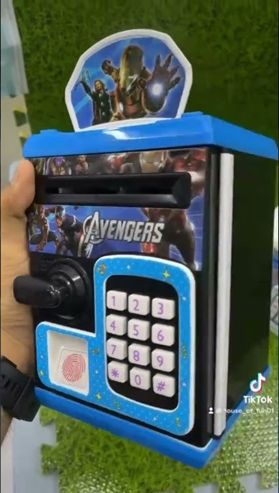Cartoon ATM Machine With Fingerprint Password Coin Tabung Savings Bank