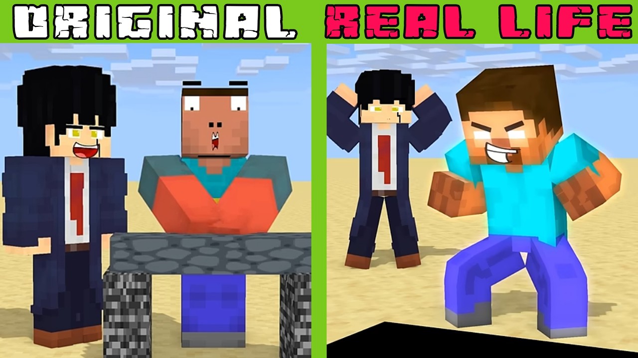 HELP Herobrine To Power Up! | Original vs Real Life | Minecraft Animation