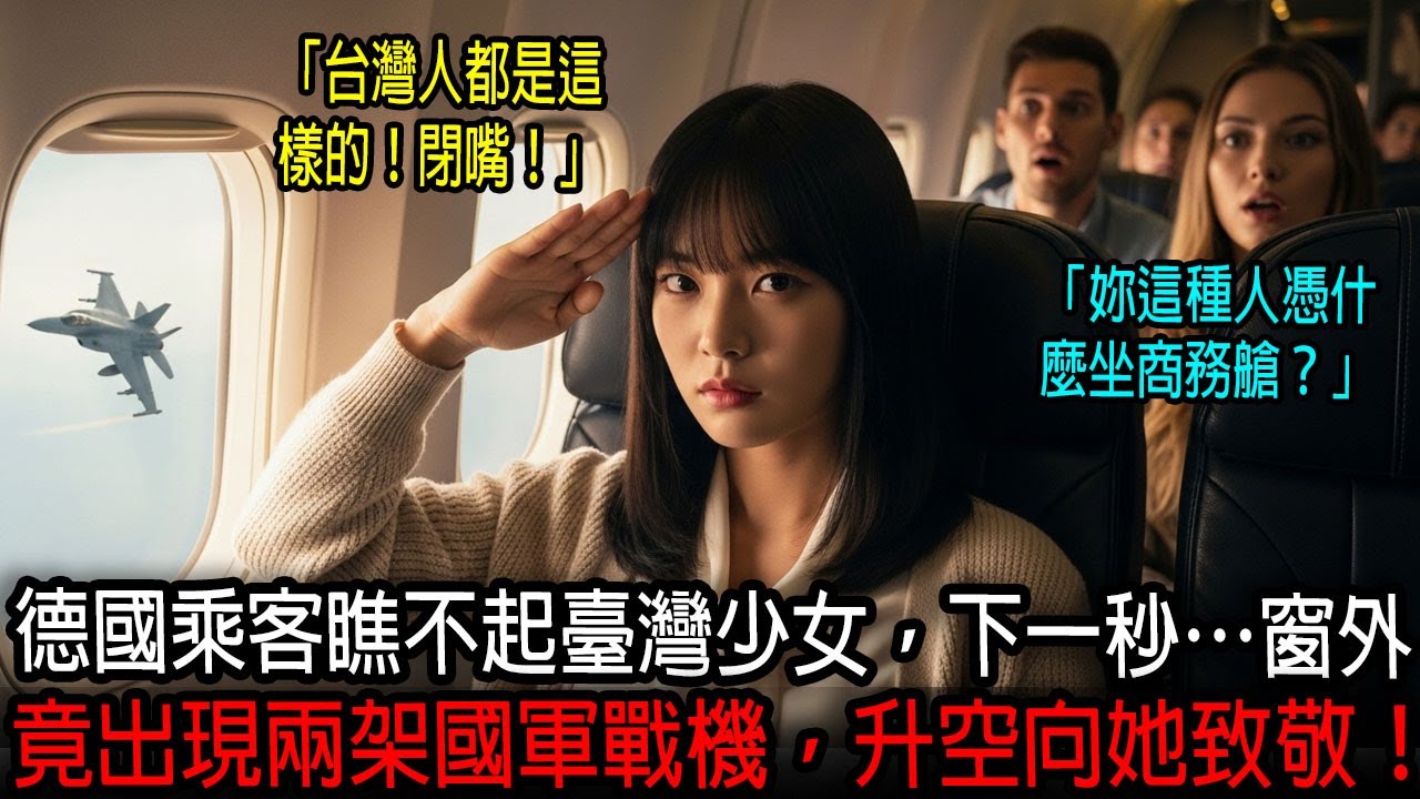 [海外感人故事]  商務艙的臺灣少女被德國乘客們瞧不起的瞬間，空軍戰機卻現身向她致敬。在那一刻，所有人都驚慌失措…｜感人的故事｜有聲書｜AI故事