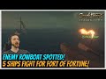 5 Ships BATTLE for Fort of Fortune! + Enemy Rowboat Uses Our Method Against Us! - Sea of Thieves!