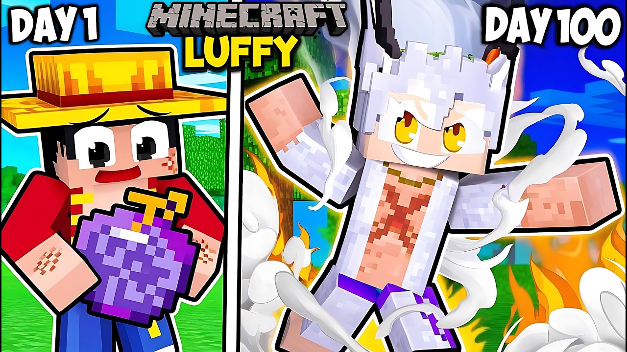 😍 I Survived 100 Days as LUFFY in Minecraft..