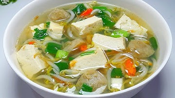 MENU ANTI KOLESTEROL, SUP TAHU TOGE BAKSO SEGER BANGET.
