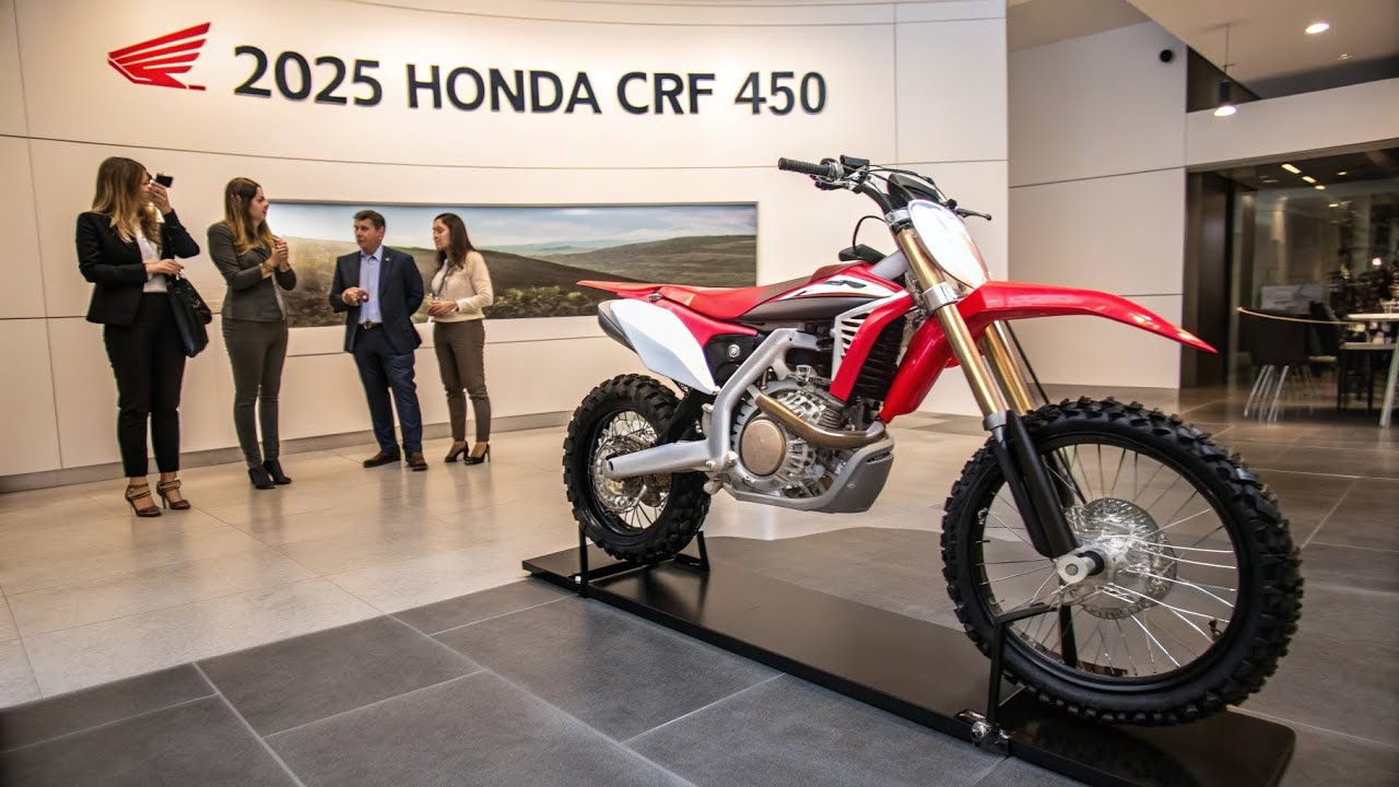 2025 Honda CRF450 in a YouTube review, showcasing its features and performance