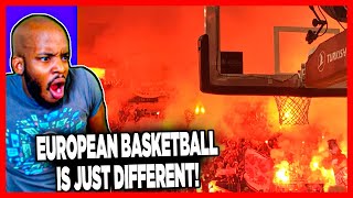 THEY ARE ON ANOTHER LEVEL! AMERICAN REACTS TO Basketball Fans and Atmosphere in Europe!