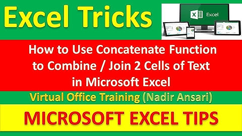 Excel Tips (How to Use Concatenate Function to Combine / Join 2 Cells of Text) Excel Lectures