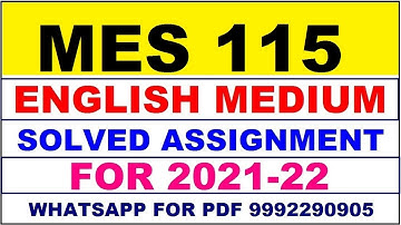 MES 115 Solved Assignment 2021-22 in ENGLISH | MES 115 Solved Assignment 2021-22 | MES 115 2021-22