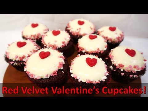 Red Velvet Valentine's Cupcakes with Cream Cheese Frosting!