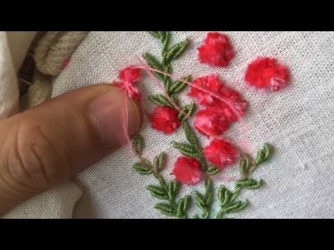 Kaneda工房 刺繍花4 ふわふわ立体花 刺繍簡単やり方 刺繍初心者向け Embroidery Flower 프랑스자수 法绣 基本针法 Youtube