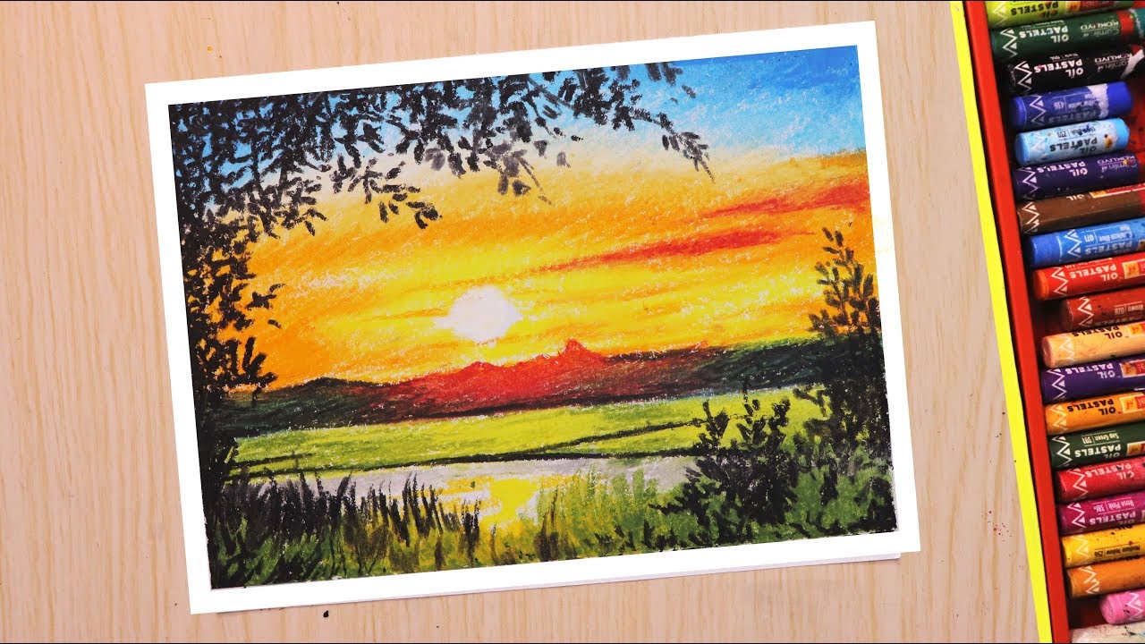 Oil pastel drawing for beginners | Scenery drawing of beautiful ...