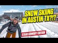 Cowboy snow skis in downtown Austin Texas