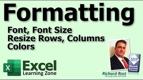 Microsoft Excel - Formatting - Font, Font Size, Resize Rows, Columns, Colors