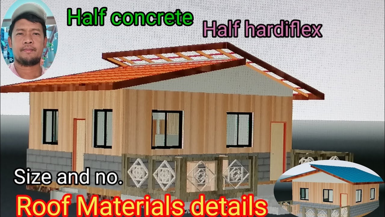 Roofing material details. half concrete half hardiflex small house