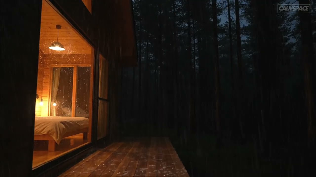 Heavy Rain in a Dark Forest Cabin 🌧️ Deep Night Rain Sounds for Sleeping