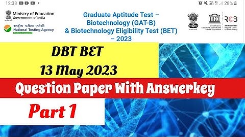 DBT BET 13 May 2023 Question Paper With Answer Key And Discussion Part 1 |By Sahpali Tyagi