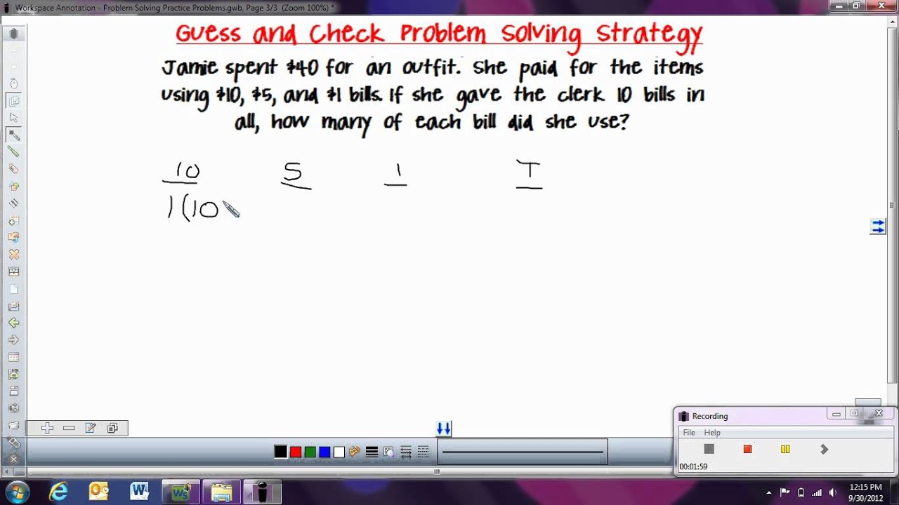 guess and check problem solving strategy examples