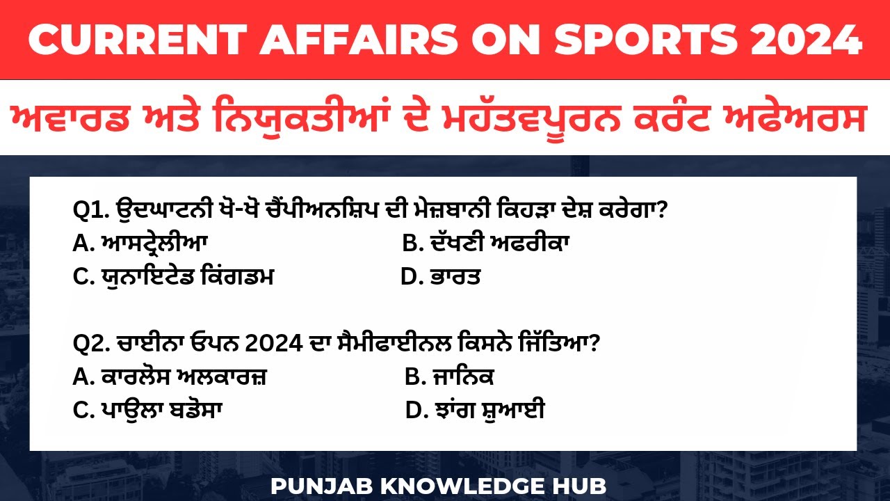 Sports Current Affairs। Current Affairs on Appointments। October 2024 ...