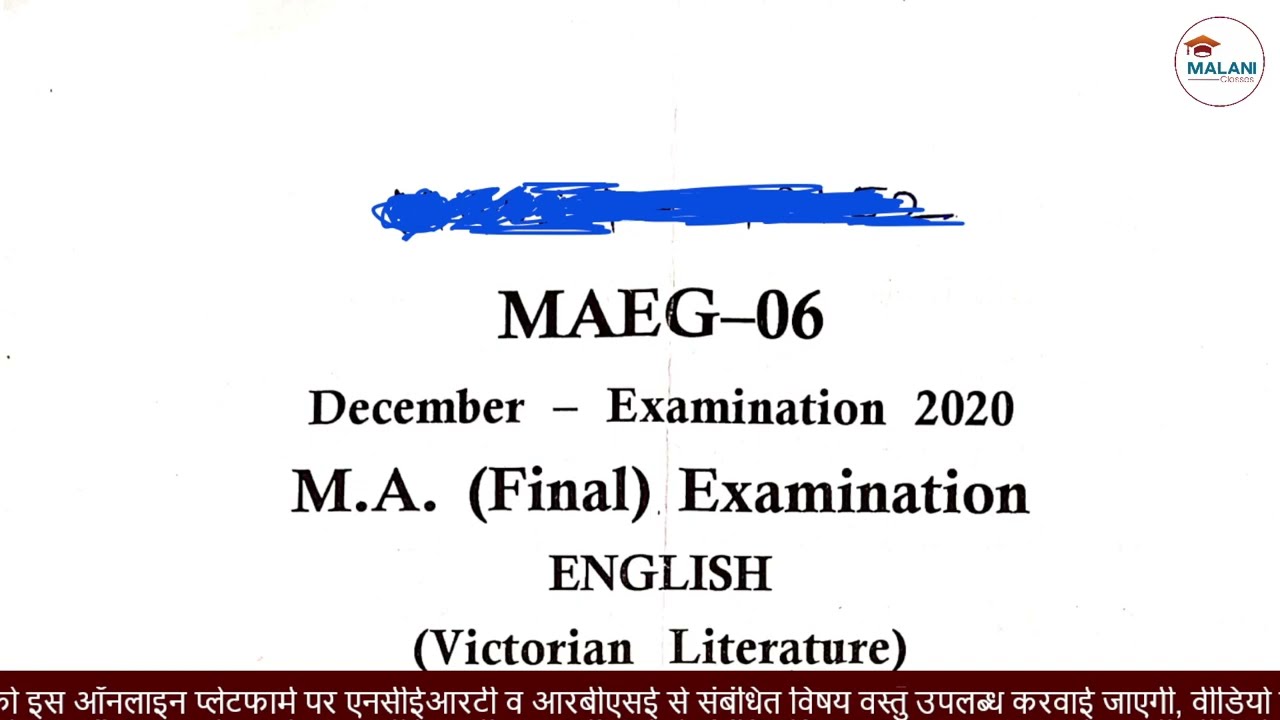 MA Final English, Victorian Literature// VMOU KOTA // MAEG 06