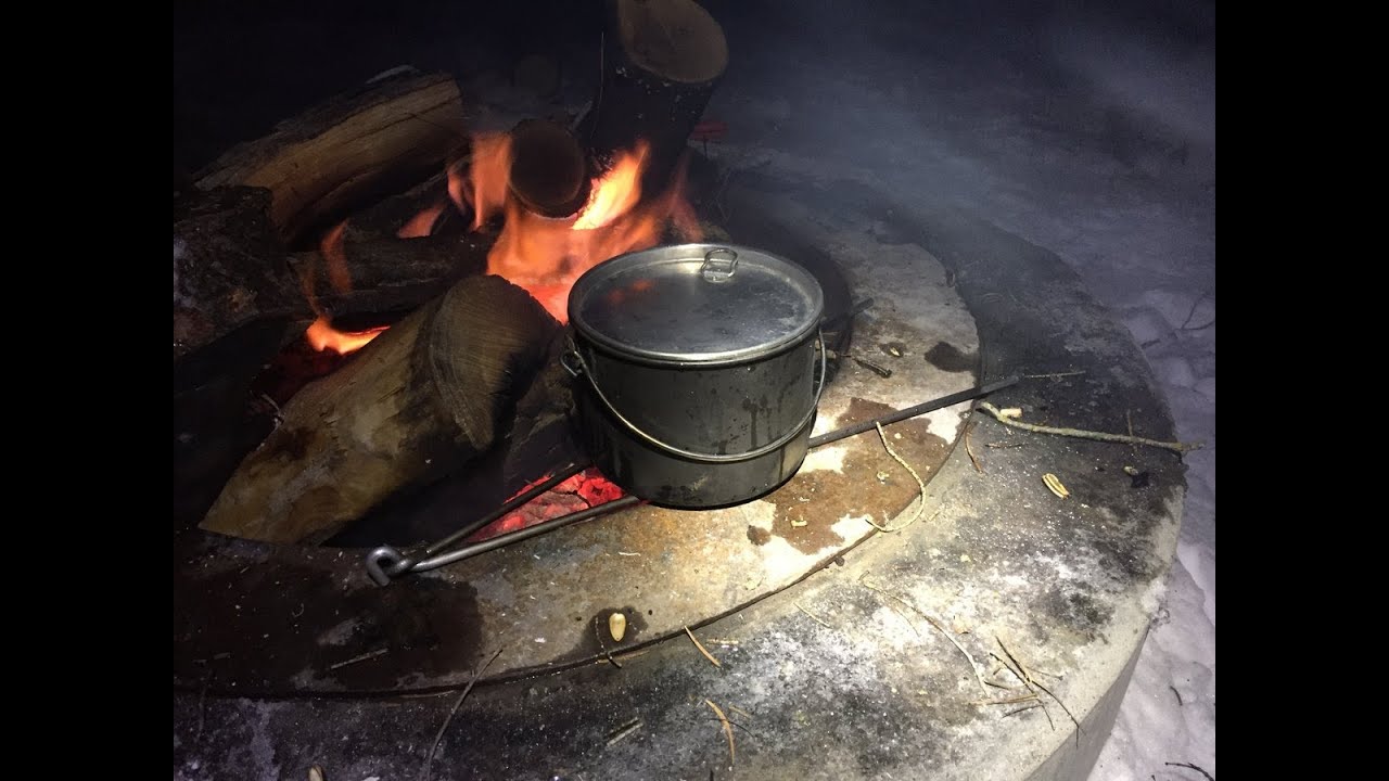 Winter Campfire Cooking Steak Rice Country Gravy Sourdough Roll YouTube