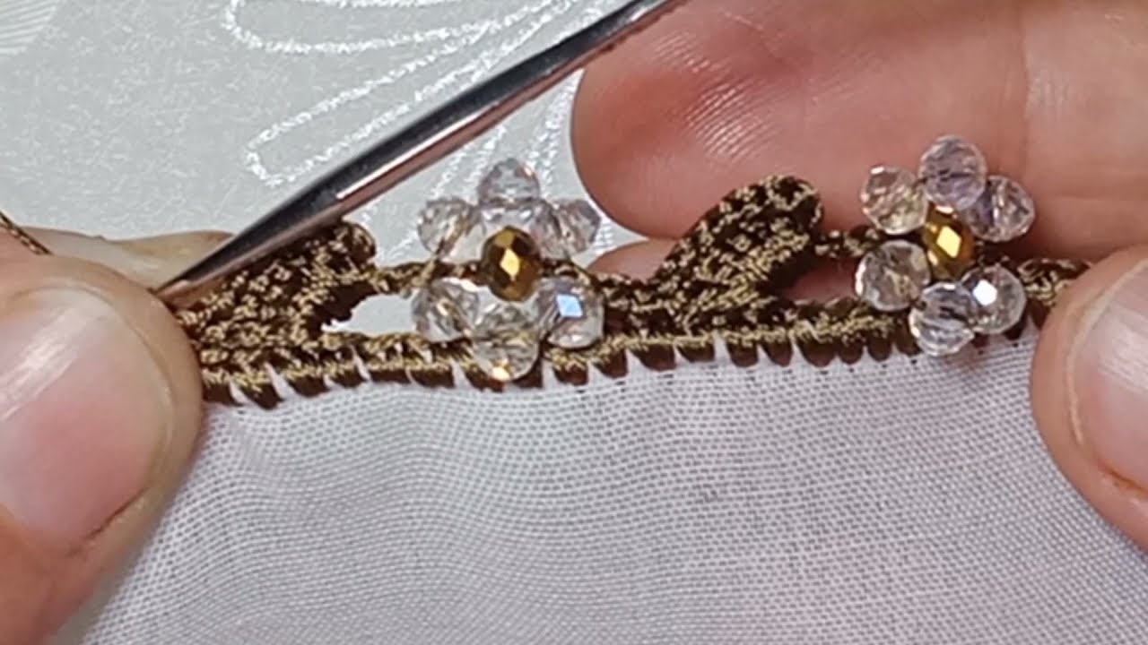 Beautiful Crochet beads border design@moonmacramecrochet4288Lace tutorial 🌹