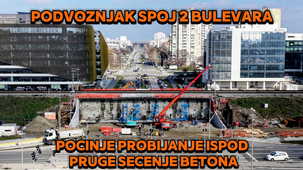 Podvoznjak spoj 2 bulevara pocinje busenje betona ispod pruge,prvi parkinzi u Bul.Crvene Armije