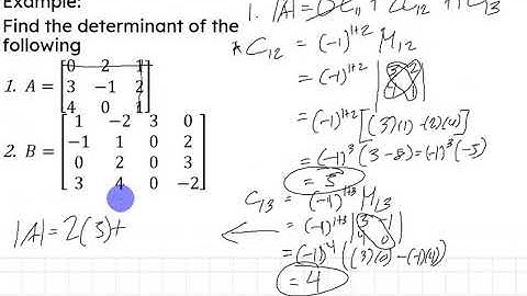 Determinants: Definition of the Determinant of a Square Matrix and Cofactor Expansion