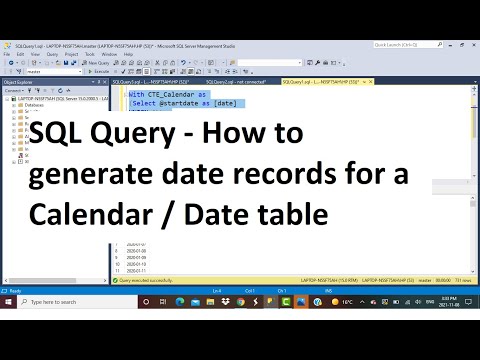 SQL Query | How to generate date records for a Calendar table