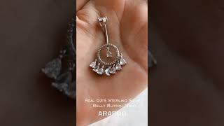 Arardo 925 Sterling Silver Belly Button Rings Navel Rings Belly Piercing Dangle Teardrop SS6