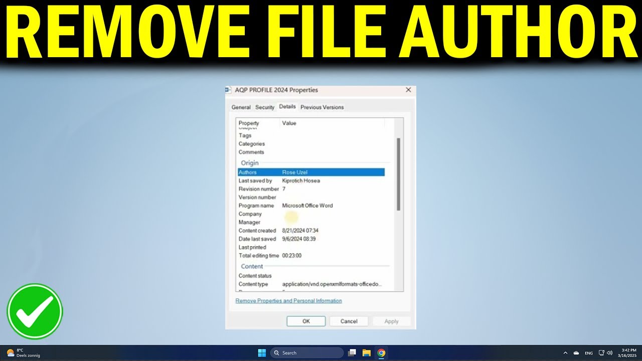 How To Remove Author From the File Properties