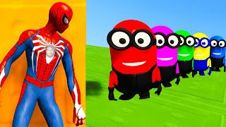 GTA 5 Epic Ragdolls RED SPIDERMAN VS RED MINION VS GREEN MINION (Euphoria Physics & Funny Fails)