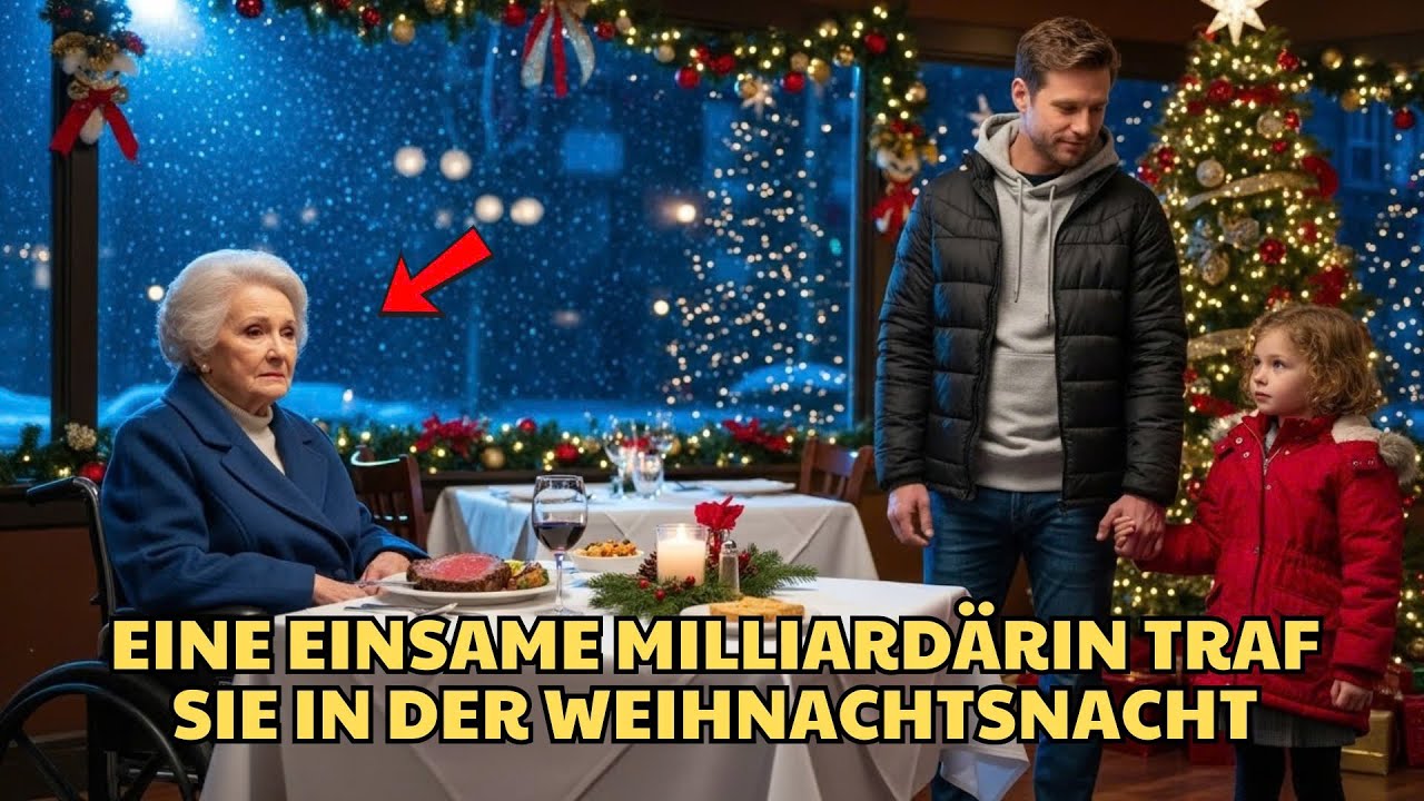 Ältere Milliardärin sitzt Heiligabend allein, bis ein Vater mit Tochter kommt…