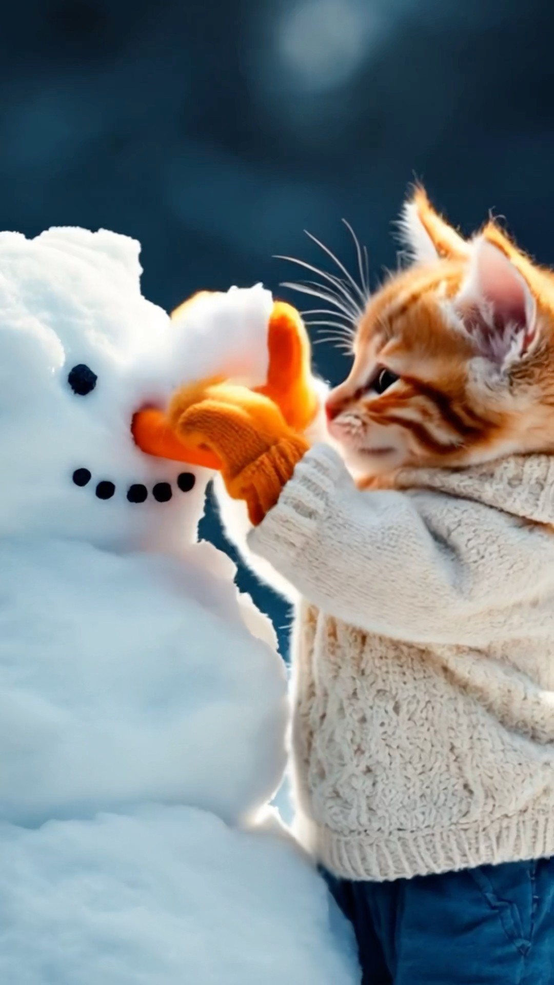 A snow fight between rizzler cats!