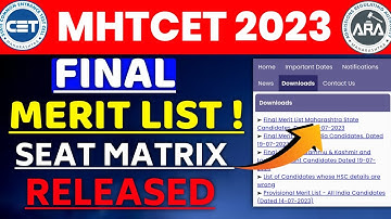 ⏪ MHTCET 2023 FINAL MERIT LIST RELEASED💥